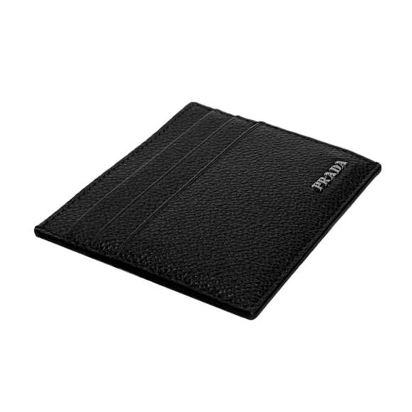 Prada Vitello Micro Grain Leather Black Card Holder - Picture 3 of 6